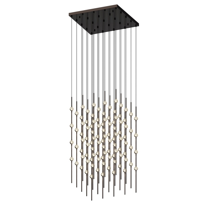 Constellation Cosmic Cube 20″ LED Pendant Espresso Black with Clear Faceted Acrylic 3000K 10′ Adjustable Cord