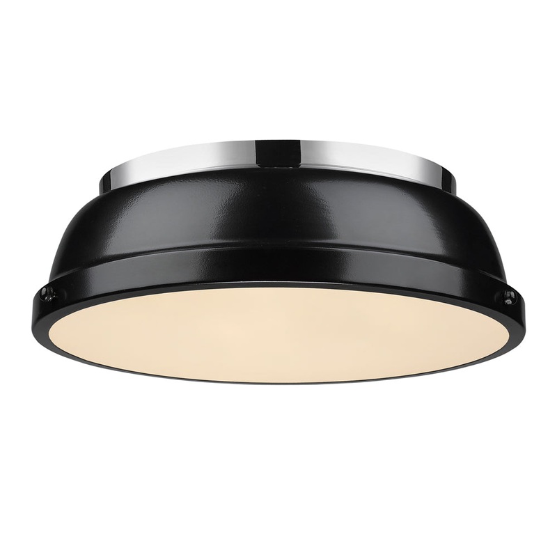 Duncan 14″ Flush Mount in Chrome with a Black Shade