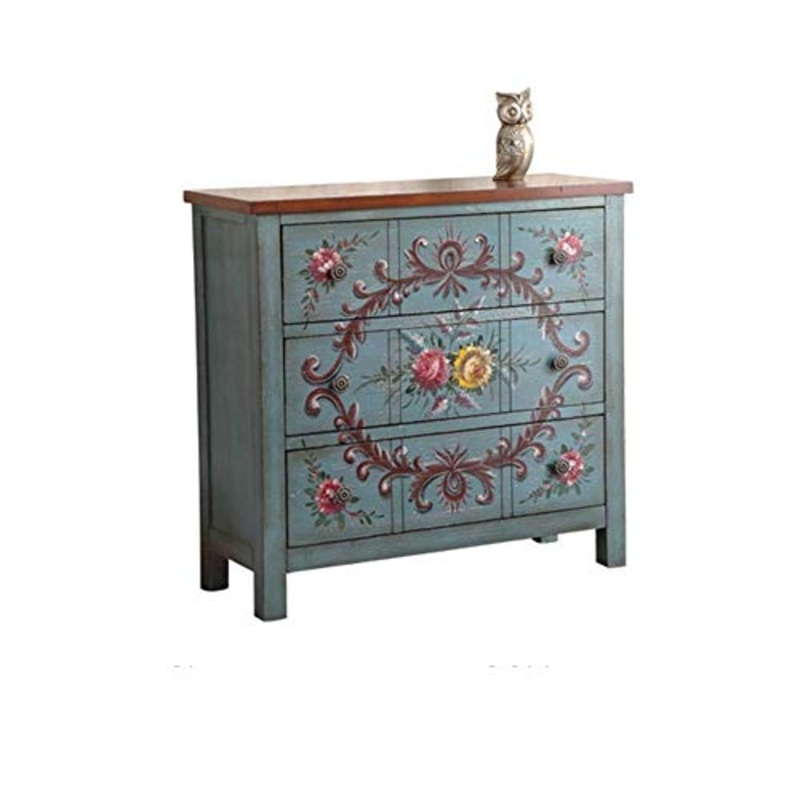 Heqianqian Cassettiera A Credenza Cassettiera Retro Cassette Cassettiera Solid Armadi in Legno Cassetto for Living Room Mobili per Camera da Letto (Color : Blue, Size : 91.5×35.5×87.5cm)