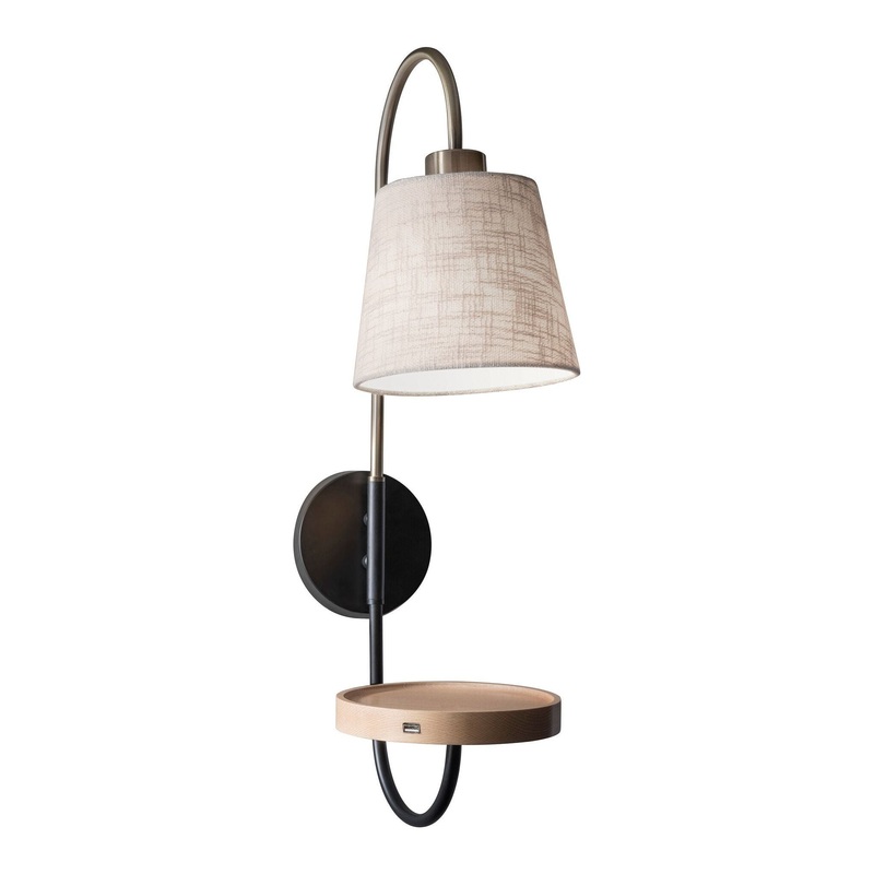 Jeffrey Wall Lamp Black/Antique Brass