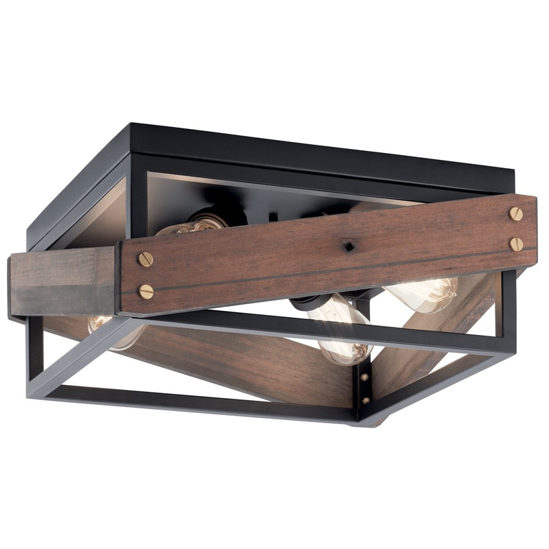 Kichler 44224BK Four Light Flush Mount, Black
