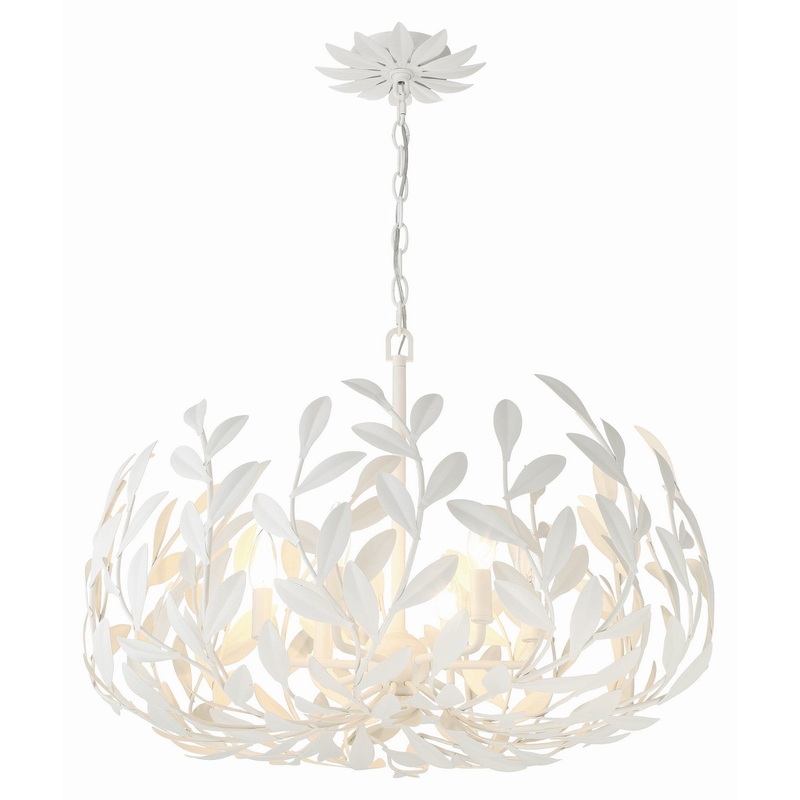 Six Light Chandelier from the Broche Collection in Matte White Finish by Crystorama