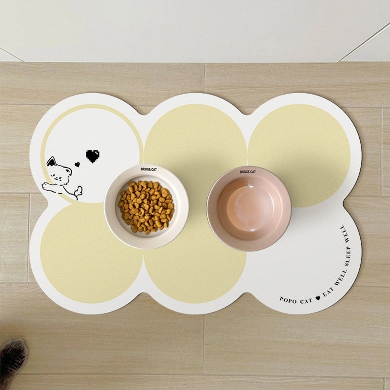 Style 1 White And Yellow Absorbent Diatomaceous Earth Pet Feeding Mat – Non-Slip & Quick Dry Placemat (50x80cm)