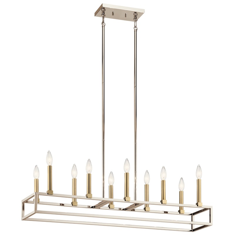 Ten Light Linear Chandelier from the Finet Collection in Polished Nickel Finish by Kichler