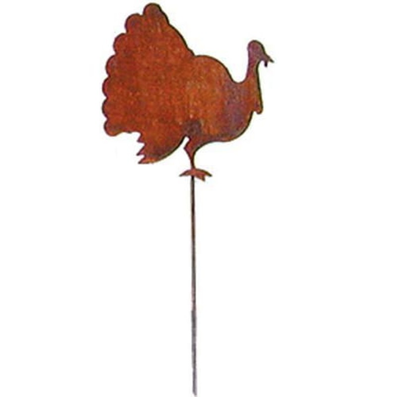 Village Wrought Iron RGS-64 Turkey Rusted Garden Stake