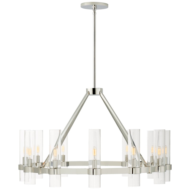 12 Light Chandelier from the Presidio Collection in Polished Nickel Finish by Visual Comfort Signature