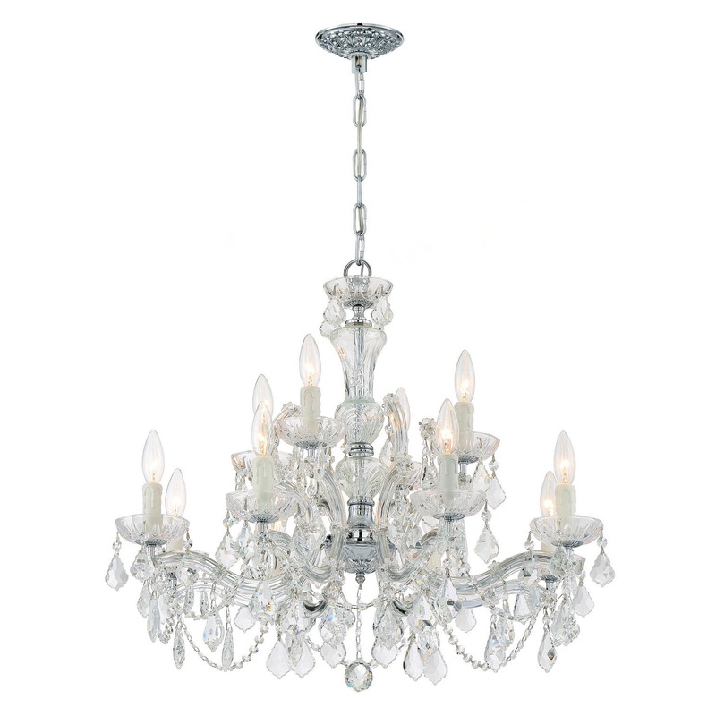 Crystorama 4479-CH-CL-SAQ Maria Theresa 12 Light Chandelier Polished Chrome