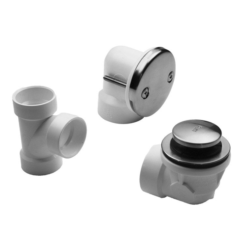 Drain Kit Toe Control with 2 Hole Faceplate Half Kit Vintage Bronze 1/2 Inch Brass for Tub Includes Overflow Elbow Drain Shoe Tee & Trim Kit