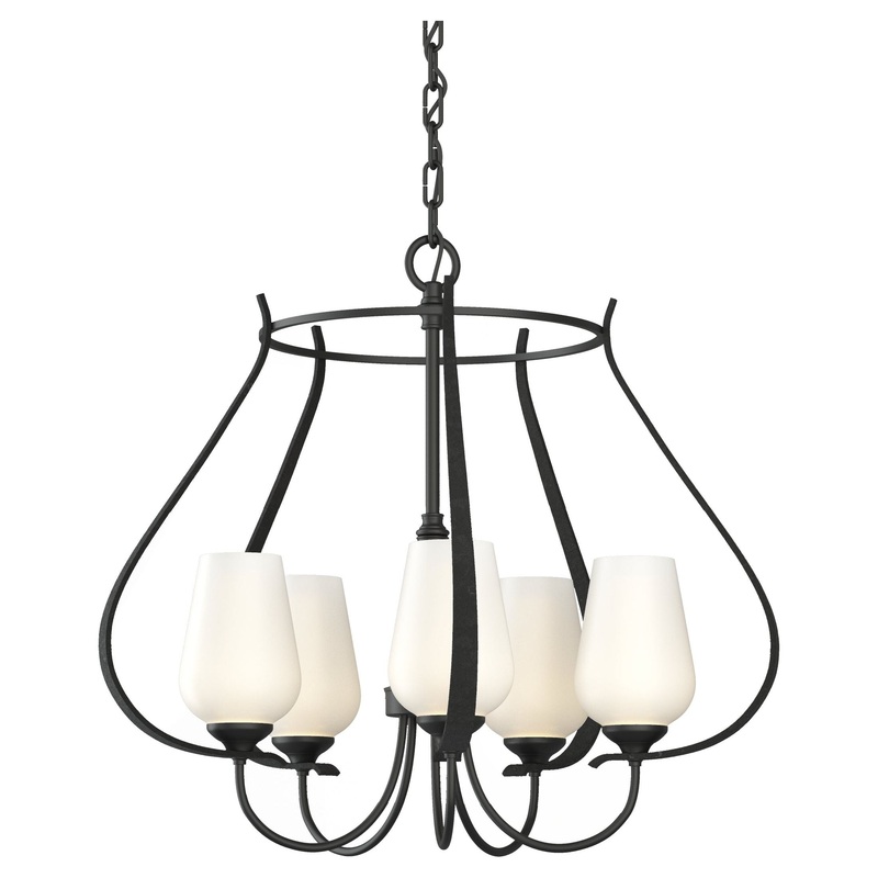 Flora 5-Arm Chandelier Black Opal Glass (GG)