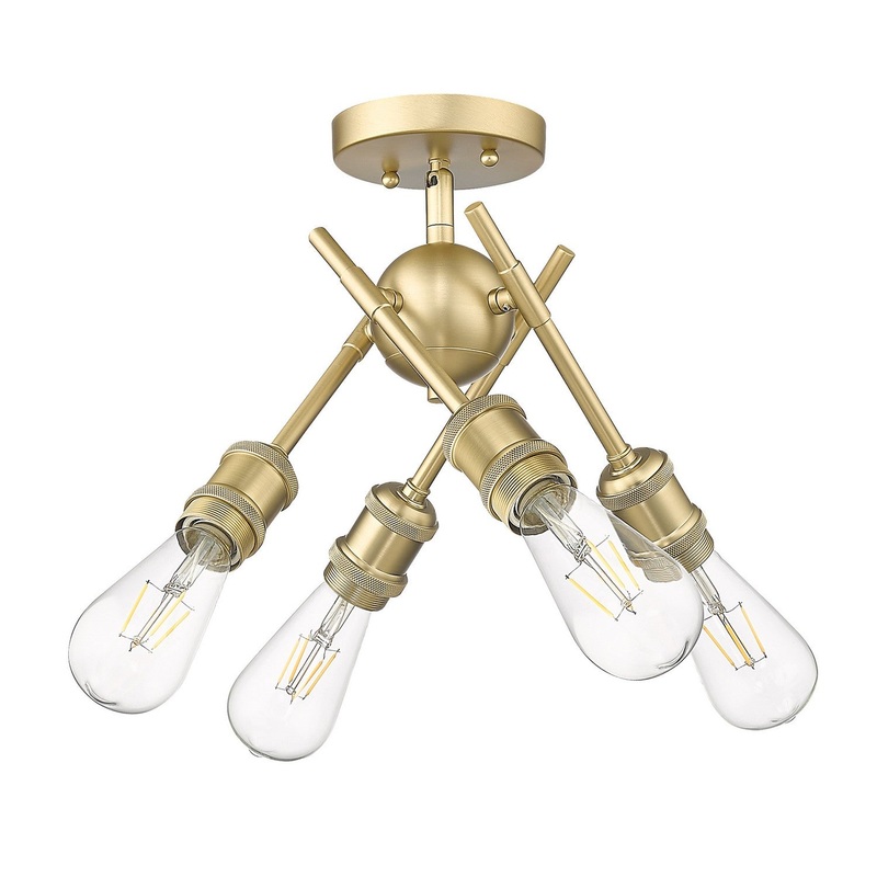 Four Light Semi-Flush Mount from the Axel Collection in Brushed Champagne Bronze Finish by Golden