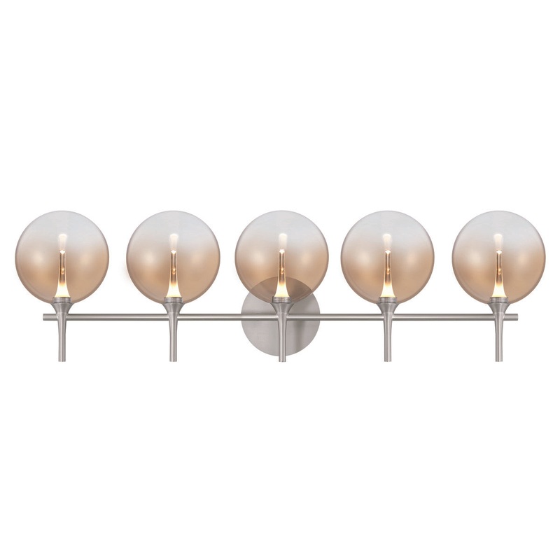 Iissa 5-Light Vanity Light Nickel Amber Glass