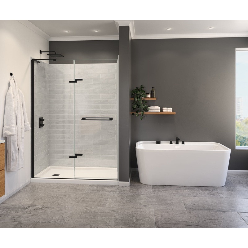 MAAX 139587-810-340-000 Capella 78 56-59 x 78 in. 8 mm Pivot Shower Door for Alcove Installation with GlassShield glass in Matte Black