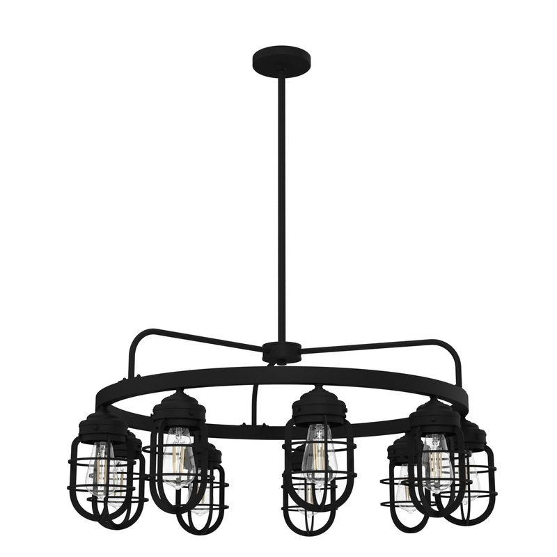 Nine Light Chandelier from the Starklake Collection in Natural Black Iron Finish by Hunter