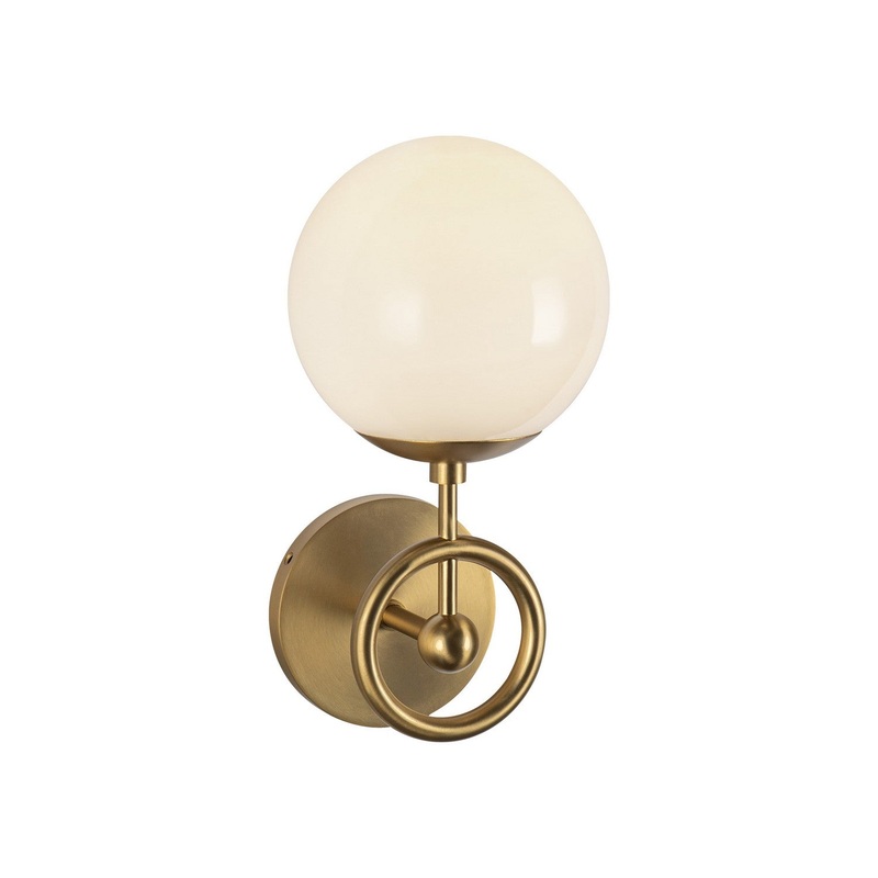 One Light Wall Vanity from the Fiore Collection in Brushed Gold/Glossy Opal Glass Finish by Alora