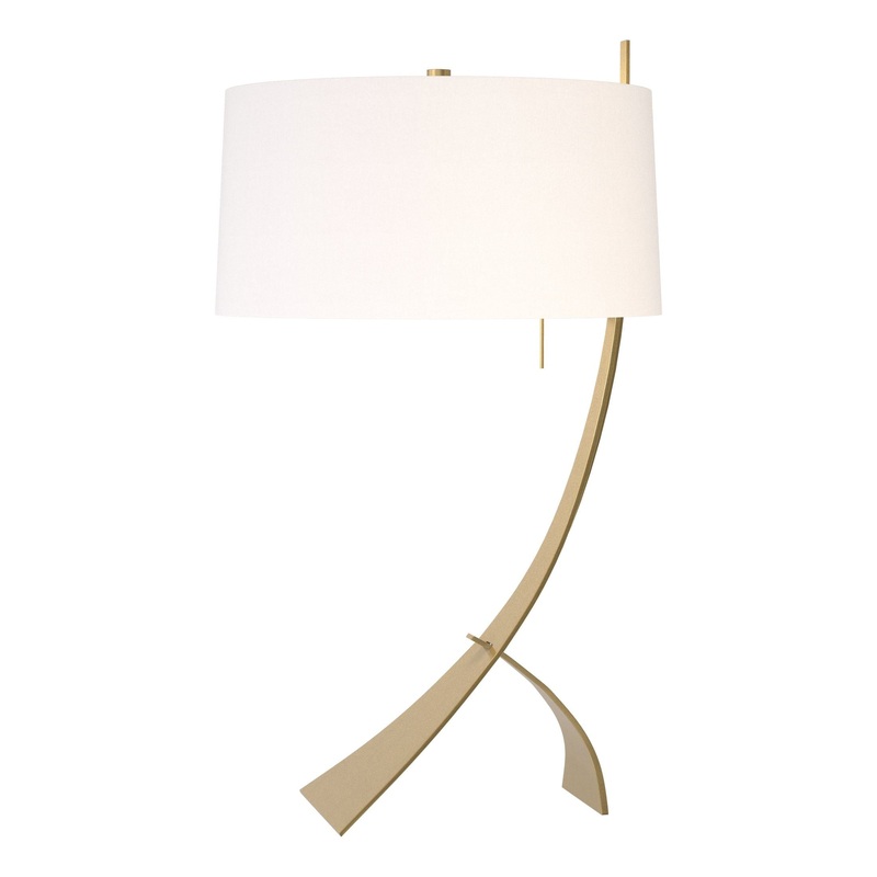 Stasis Table Lamp Modern Brass Natural Anna Shade (SF)