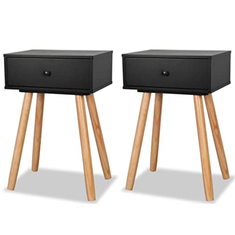 vidaXL Comodini Set 2 pz in Massello di Pino 40x30x61 cm Neri