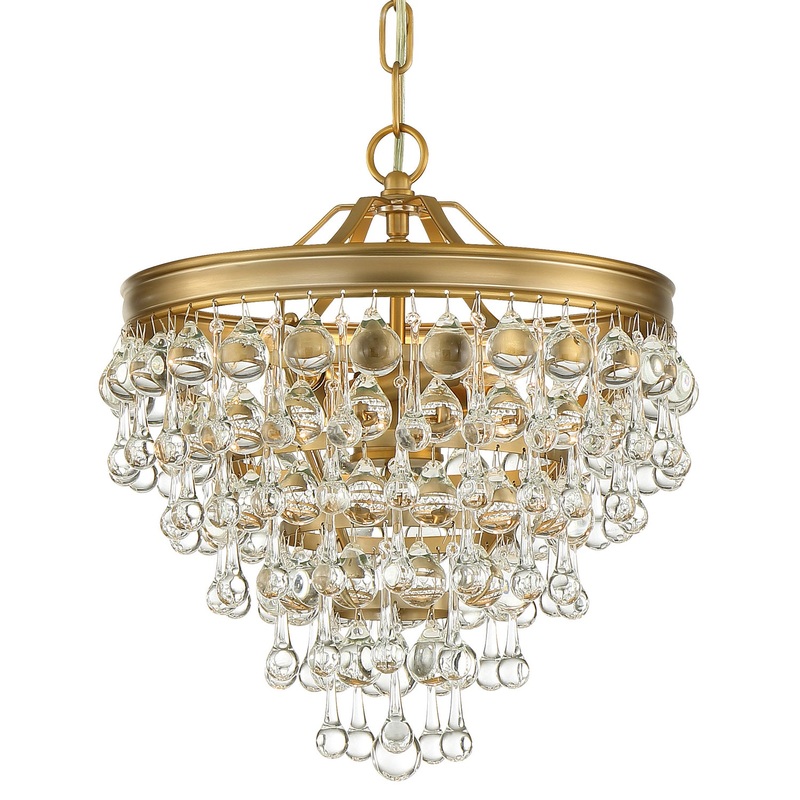 Crystorama 130-VG Calypso Three Light Mini Chandelier Vibrant Gold