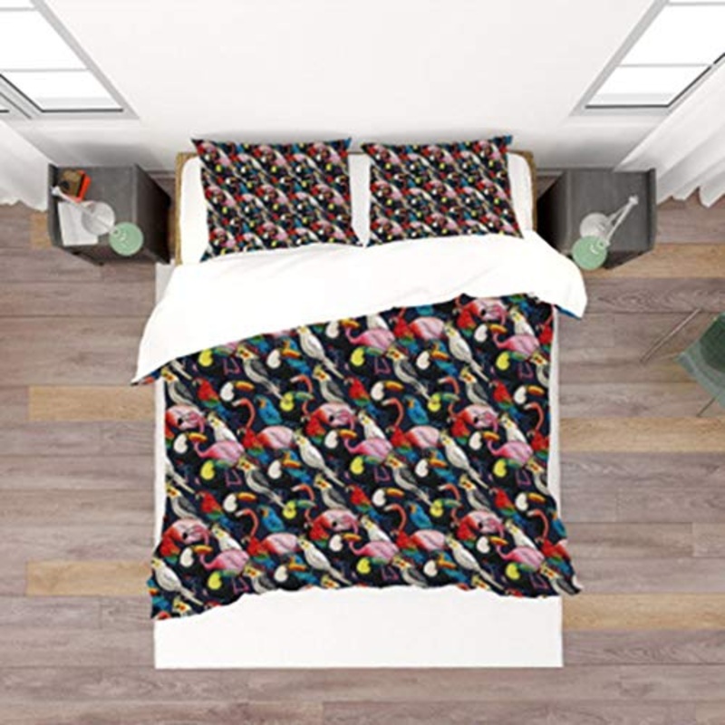 DEWUFAFA Set di biancheria da letto del modello di fenicottero 3D Set di copertura di trapunta a 3 pezzi Set di trapunta 1 pezzo Copertura trapunta 2 Copertura trapunta federa adatta per bambini e ado