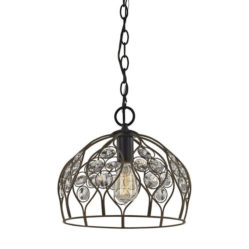 ELK Home 81106/1-LA Crystal Web One Light Mini Pendant Gold