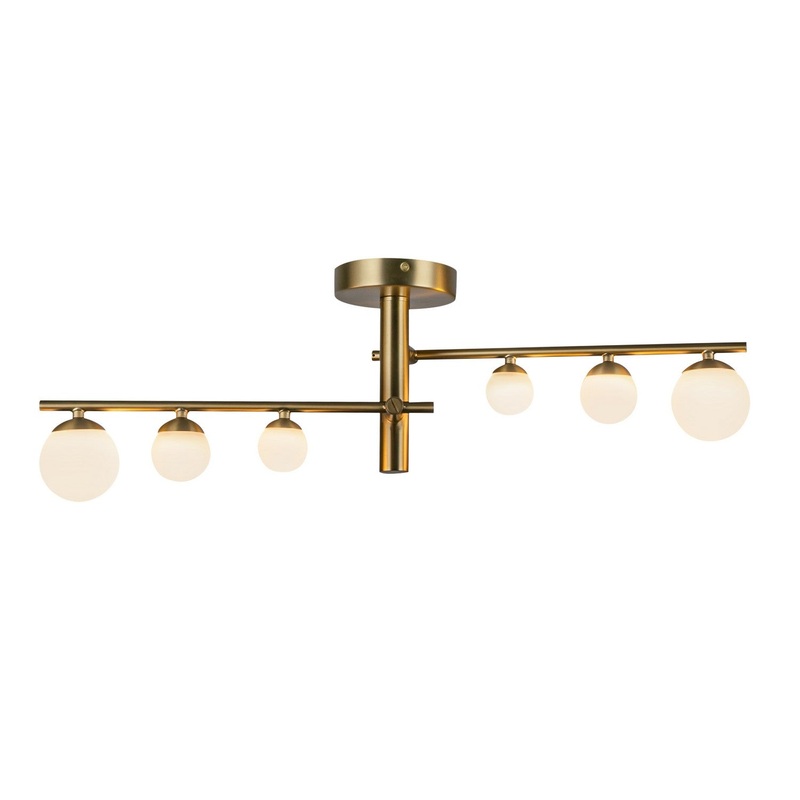 LED Semi-Flush Mount from the Juniper Collection in Brushed Gold/Opal Glass Finish by Kuzco Lighting