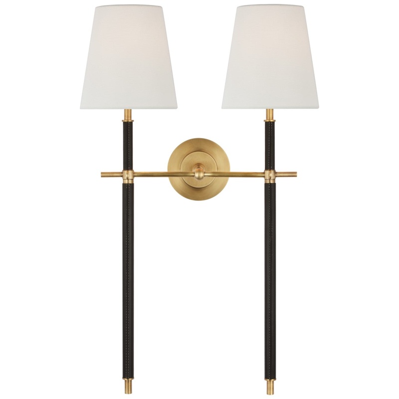 LED Wall Sconce from the Bryant Wrapped Collection in Hand-Rubbed Antique Brass And Chocolate Leather Finish by Visual Comfort Signature