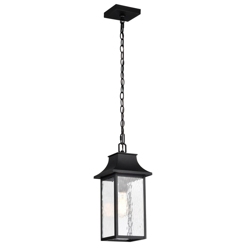 One Light Outdoor Hanging Lantern from the Austen Collection in Matte Black Finish by Nuvo Lighting