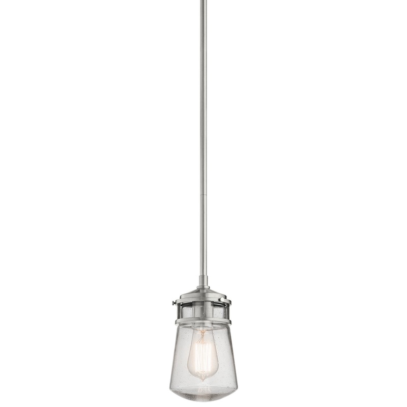 One Light Outdoor Pendant from the Lyndon Collection in Brushed Aluminum Finish by Kichler