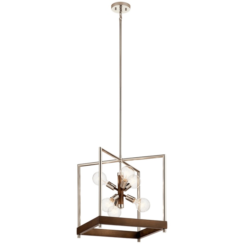 Six Light Foyer Pendant from the Tanis Collection in Auburn Stained Finish Finish by Kichler