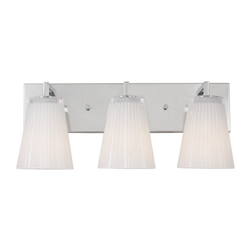 Vanity Light Upson Large 3 Lamp Chrome Clear Fluted Steel/Glass Medium A19