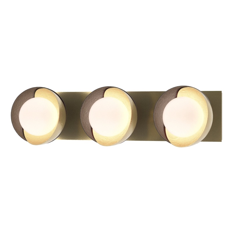 Brooklyn 3-Light Straight Double Shade Bath Sconce Modern Brass Oil Rubbed Bronze