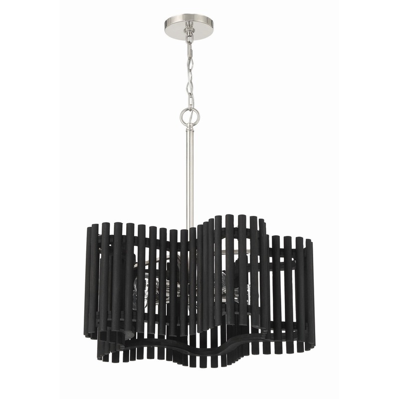 Craftmade 58425-PLNBWN Freeform Five Light Chandelier Polished Nickel/Black Walnut