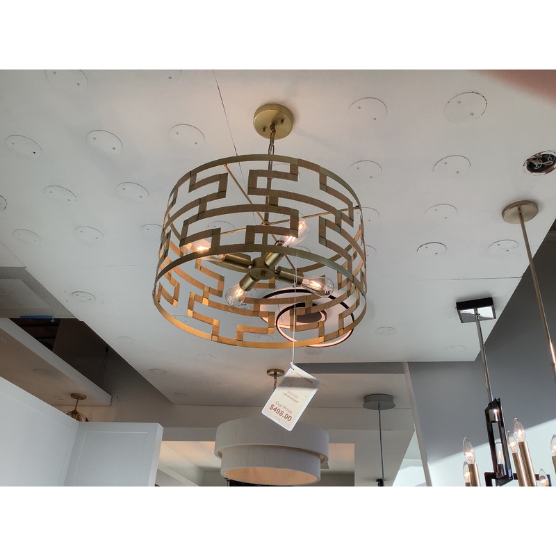 Four Light Pendant from the Hala Collection in Bleached Natural Jute and Patinaed Brass Finish by Capital Lighting (Clearance Display, Final Sale)