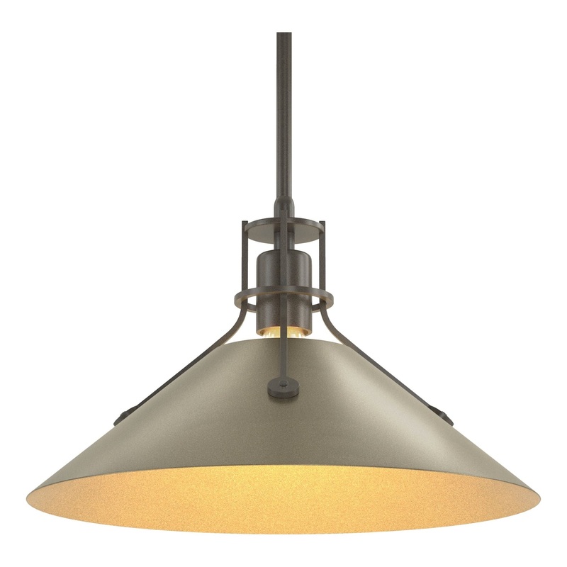 Henry Medium Steel Shade Pendant Dark Smoke Soft Gold