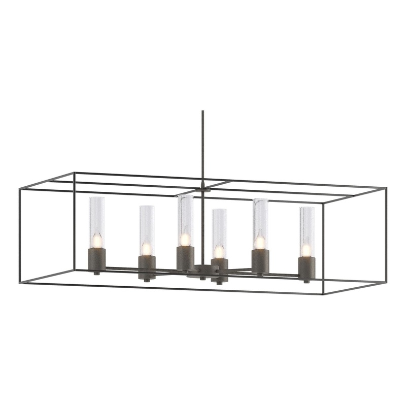 Portico Pendant Natural Iron Black Seeded Clear Glass (II)