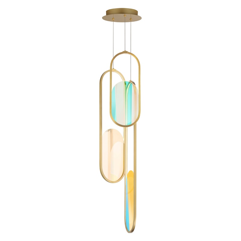 Trance 3-Light LED Pendant Natural Aged Brass