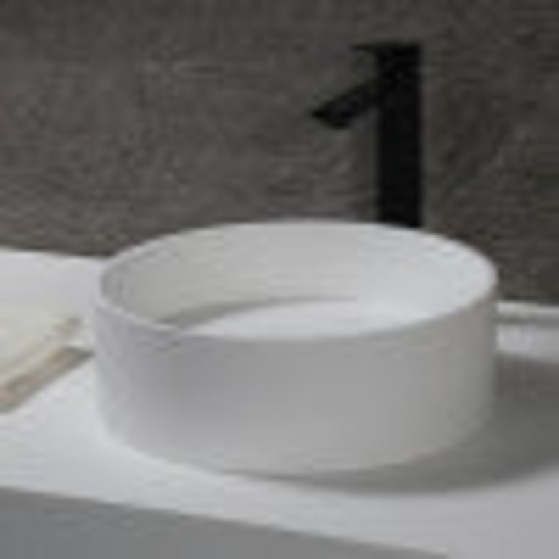 15″ Round White Matte Solid Surface Resin Sink