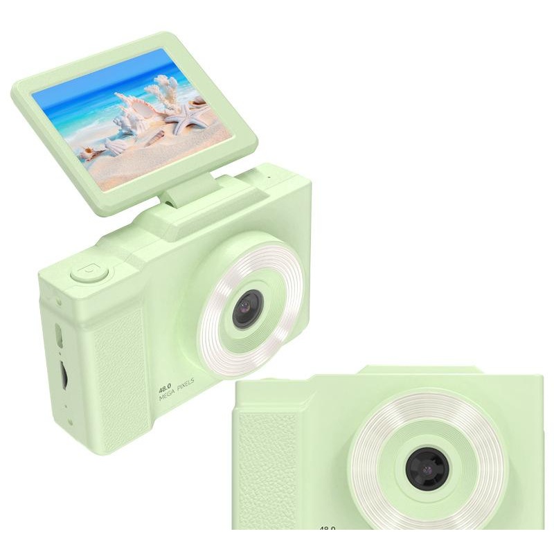48MP Student Digital Camera with 180 Flip Screen & 3-Setting Fill Light(Green)
