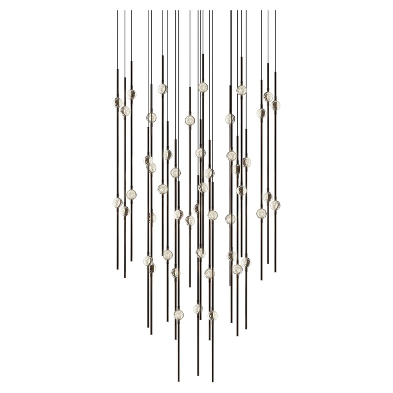 Aries 25″ Round LED Pendant Espresso Black with Clear Faceted Acrylic 2200K 20′ Adjustable Cord