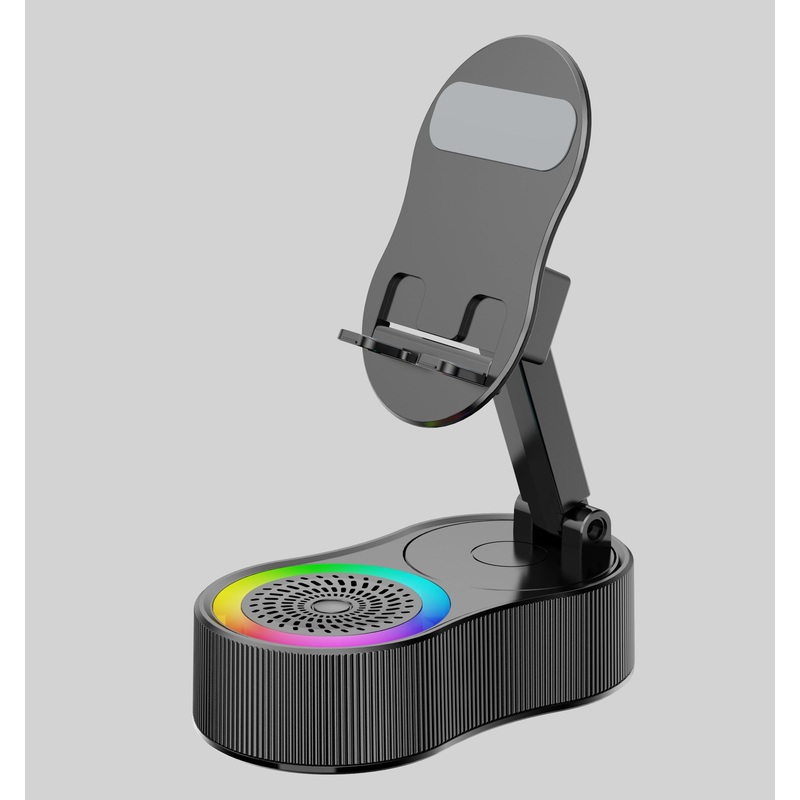 Black Magic Induction Speaker & Adjustable Phone Stand with RGB Lights