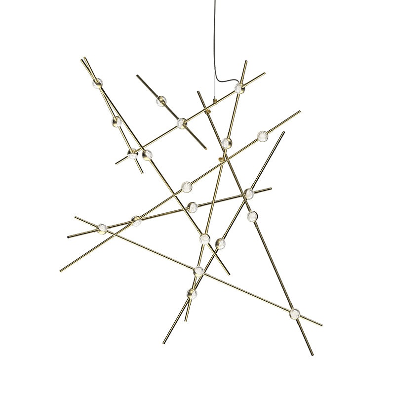 Constellation Aquila Major Satin Brass with Clear Faceted Acrylic 2700K 10′ Adjustable Cord/Cable
