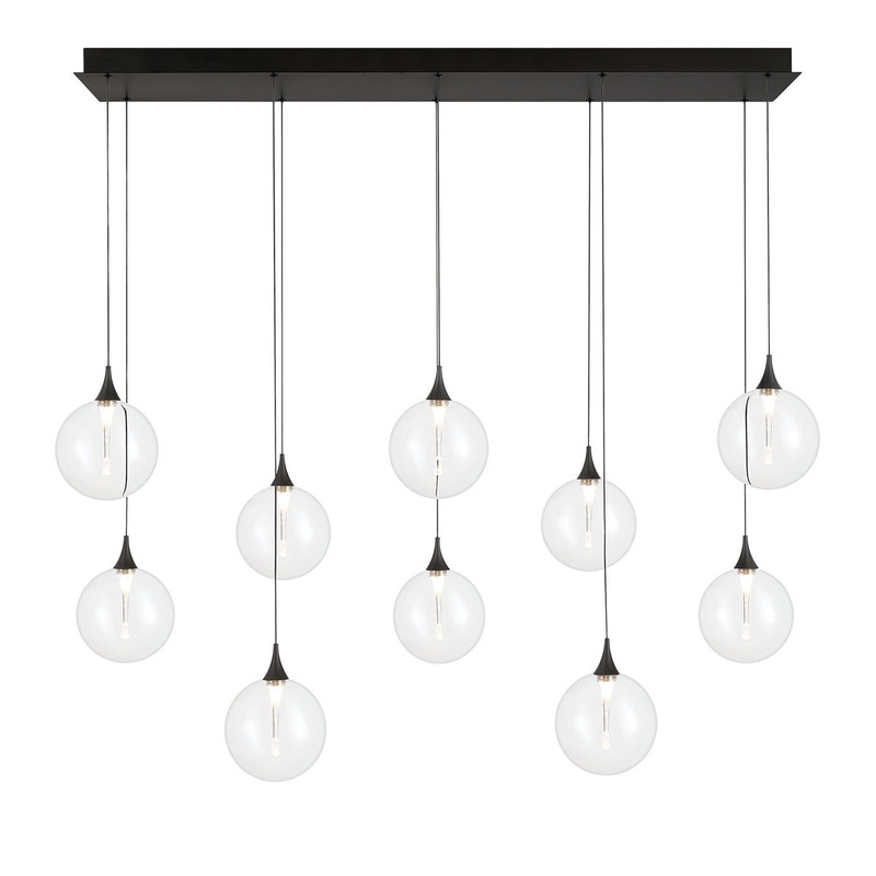 Iissa 10-Light 47″ Chandelier Black Clear Glass