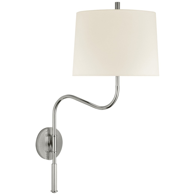 LED Swinging Wall Light from the Canto Collection in Polished Nickel Finish by Visual Comfort Signature