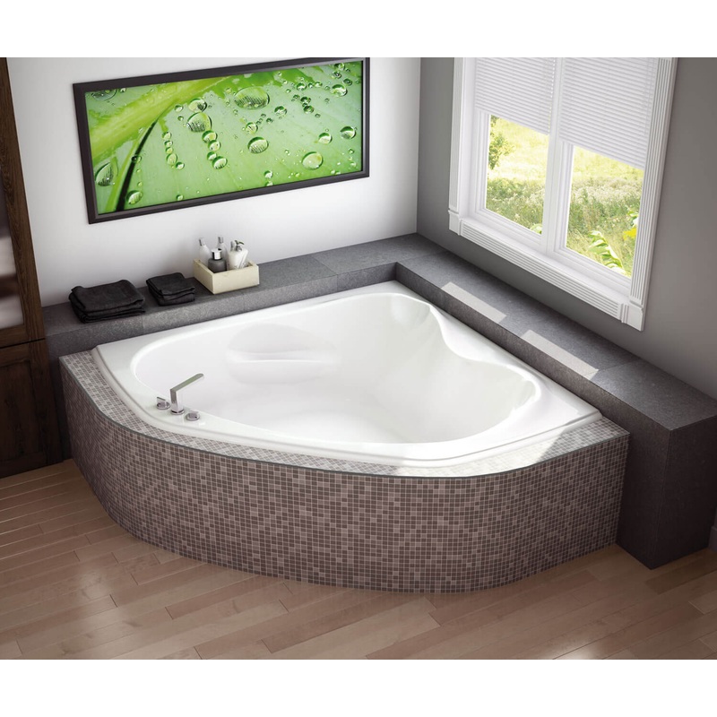 MAAX 105680-109-001-000 Murmur 5555 Acrylic Corner Center Drain Combined Hydrosens & Aerosens Bathtub in White