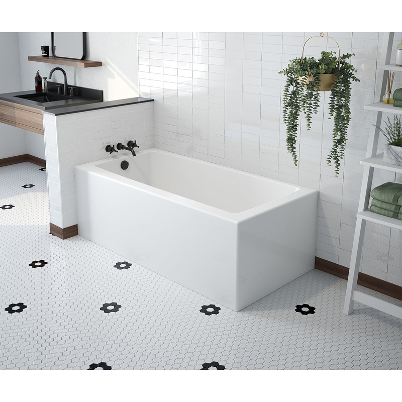 MAAX 106812-000-002-102 Mackenzie Corner 6030 AFR AcrylX Corner Right-Hand Drain Bathtub in White