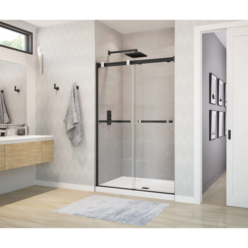MAAX 136272-900-360-000 Duel 56-58  x 70 -74 in. 8 mm Bypass Shower Door for Alcove Installation with Clear glass in Matte Black & Chrome