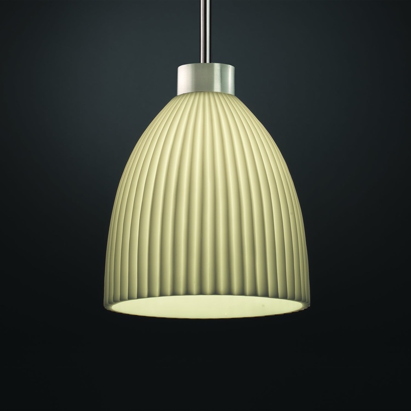 One Light Pendant from the Porcelina Collection in Brushed Nickel Finish by Justice Designs