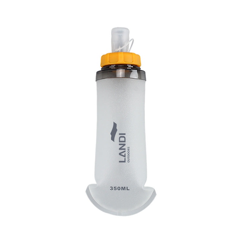 Orange and White Ultra-Lightweight 350ml Soft Running Flask – BPA-Free Collapsible TPU Water Bottle for Hiking, Cycling & Outdoor Sports