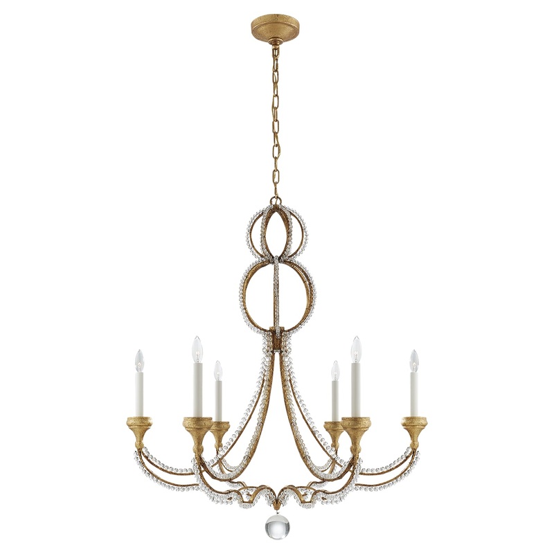 Six Light Chandelier from the Milan Collection in Venetian Gold Finish by Visual Comfort Signature