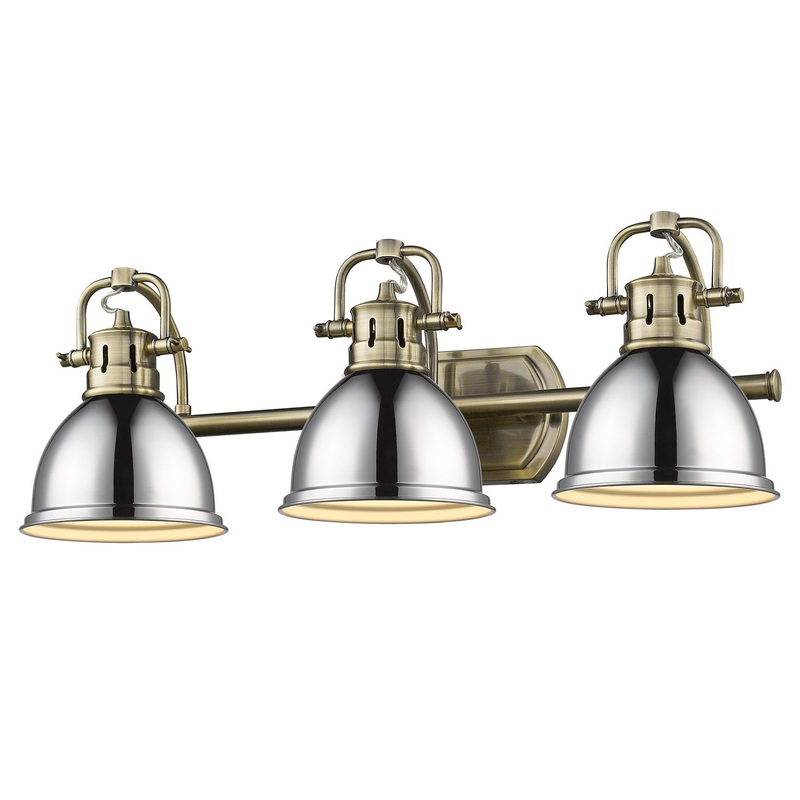 Three Light Vanity from the Duncan Collection in Aged Brass Finish by Golden