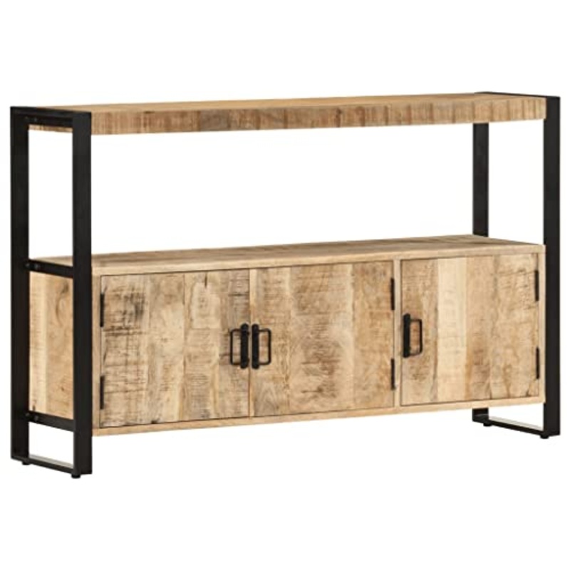 vidaXL Armadietto con 3 Ante e 1 Scomparto Robusto Rustico Lucidato Mobile Basso Credenza Arredamento 120x30x75 cm Legno Massello di Mango